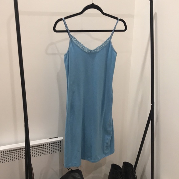 Baby blue tank dress, Lace trim, M - Picture 2 of 6